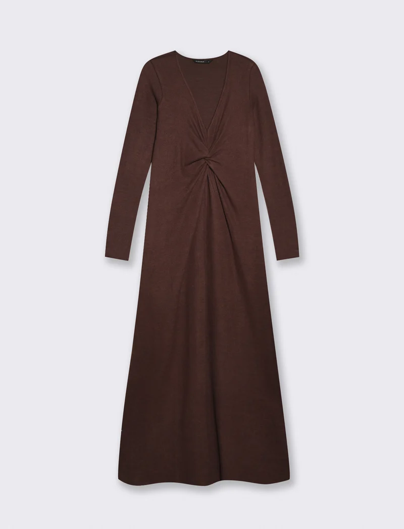 Vestito lungo con incrocio elegante - Moro