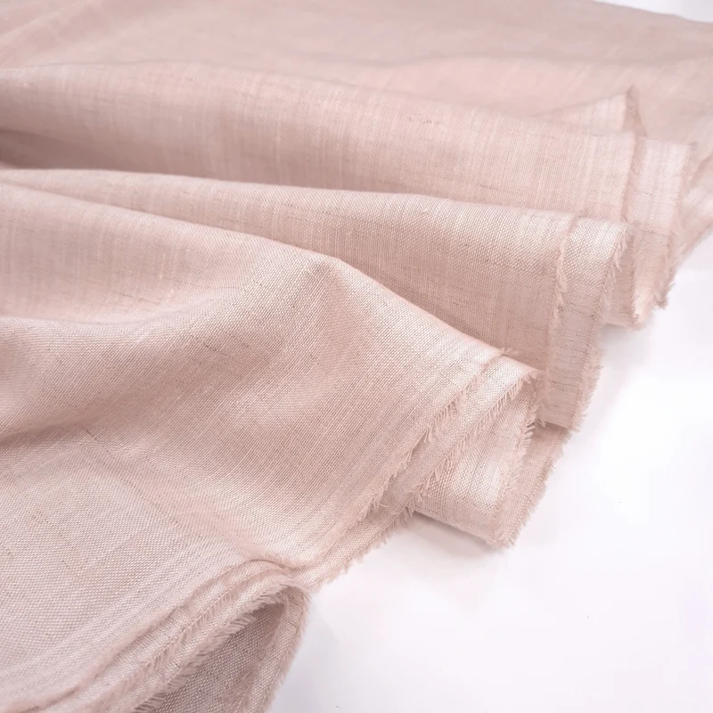 Tenda a metraggio Misto Lino H 330 cm - Variante ROSA POLVERE Fiammato