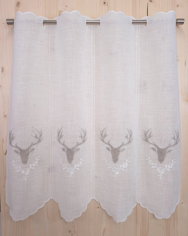 Tenda a vetro ricamata - CERVO BEIGE/BIANCO