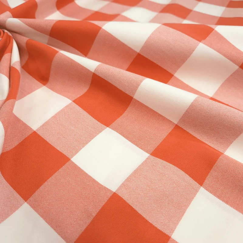 Tessuto Misto Cotone H 300 cm - QUADRO ARANCIO