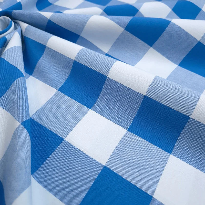 Tessuto Misto Cotone H 300 cm - QUADRO BLU COBALTO