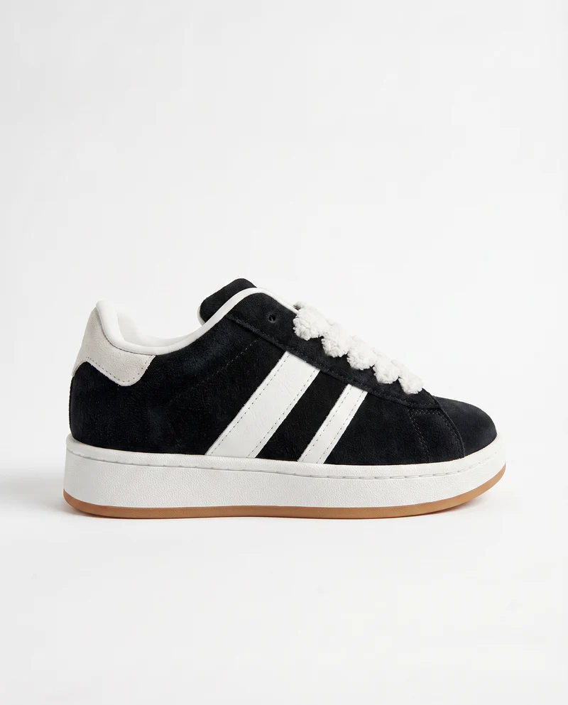Sneakers da in poliuretano con lacci larghi - Nero