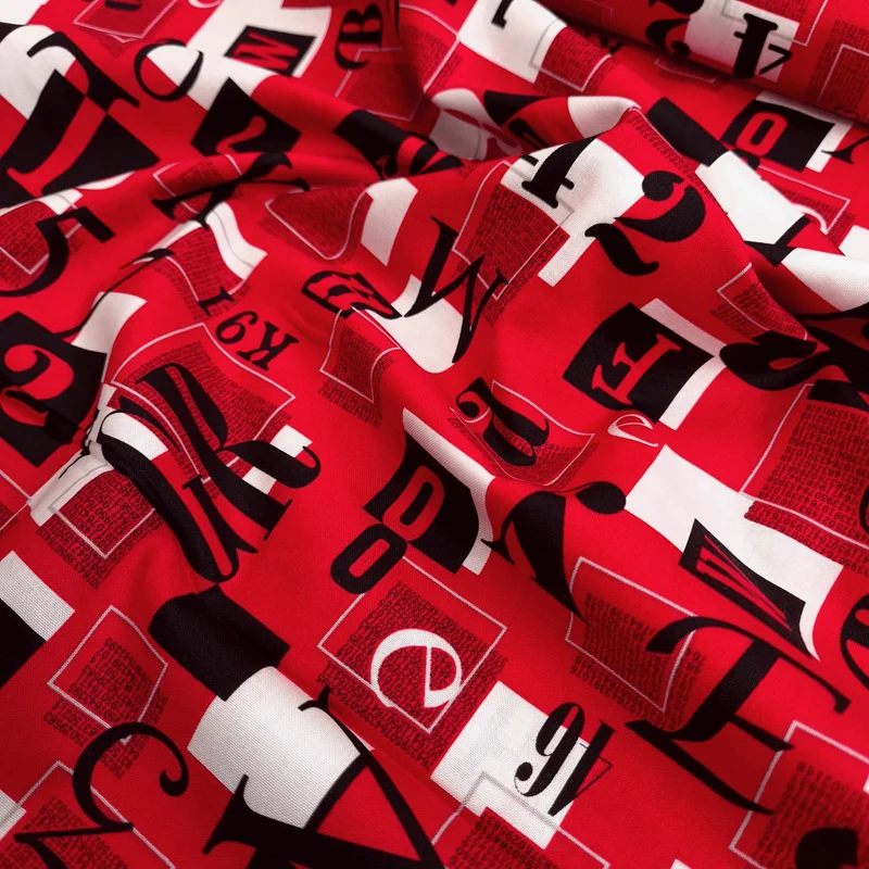 Cotone Americano H 110 cm - LETTERE E NUMERI/ROSSO