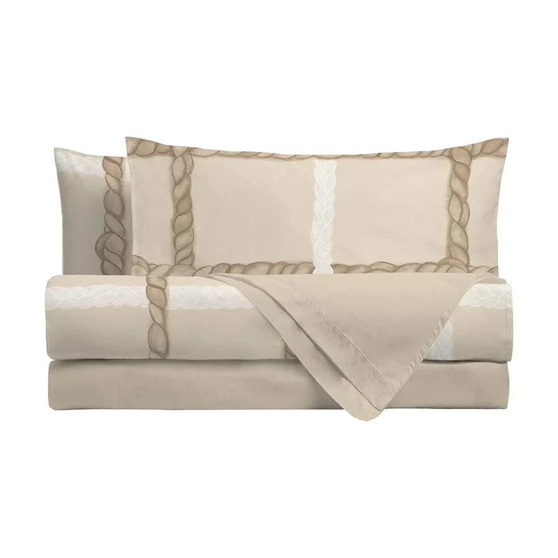 THUN® Completo Letto Singolo con Stampa Digitale - Fantasia Abbracciami Treccia Beige