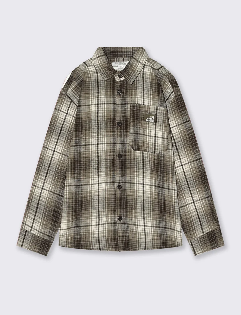 Camicia a quadri in cotone e flanella - Fantasia