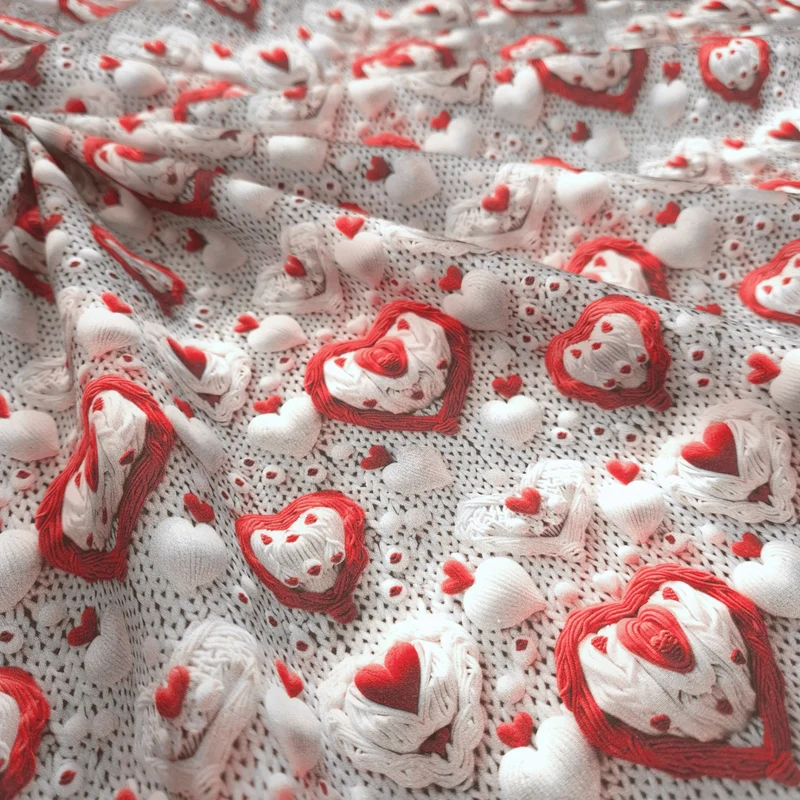 Tessuto Cotone Stampa Digitale 3D H 150 cm - BATTITO DI CUORI