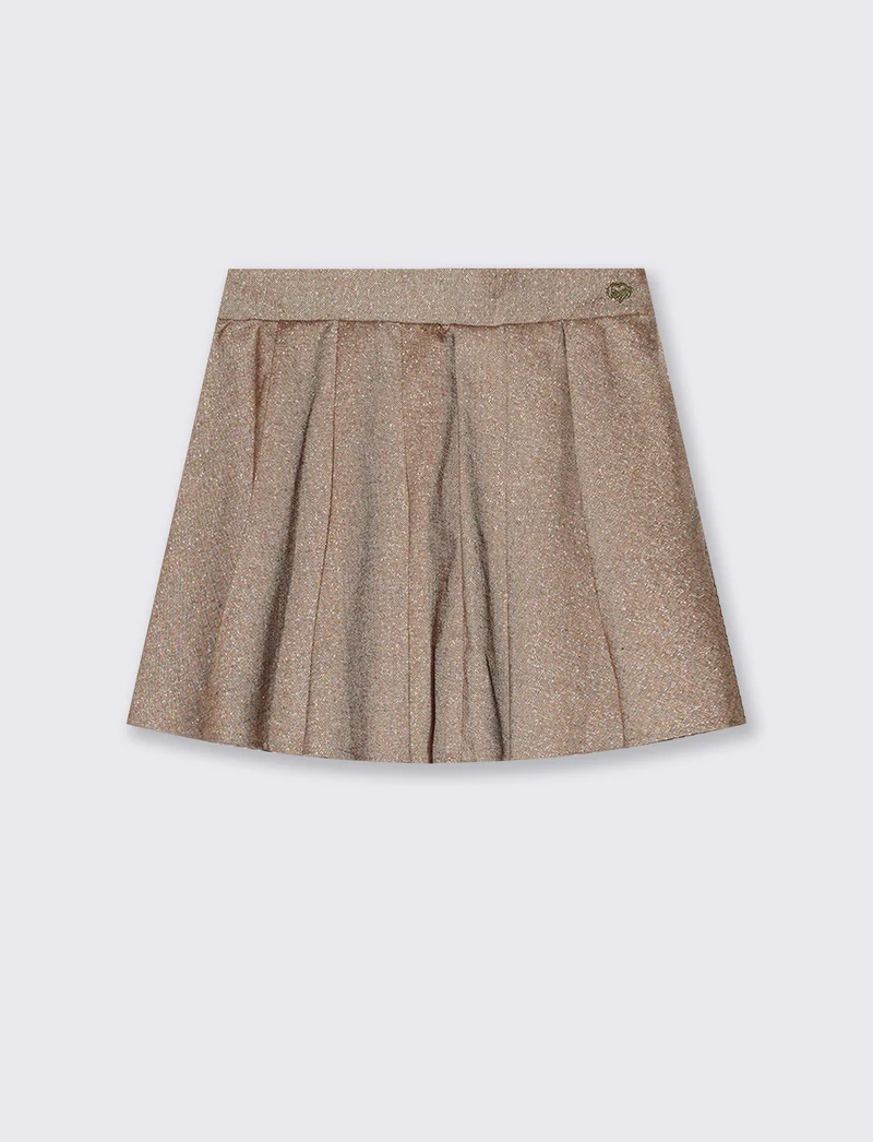 Gonna ampia in tessuto spigato per bambina - Beige