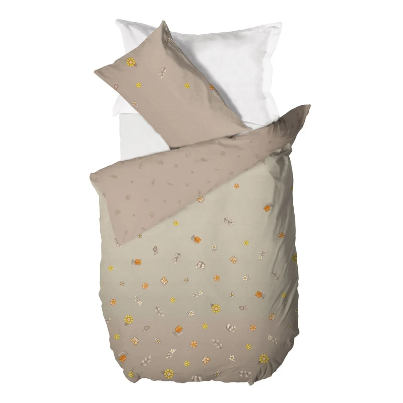 THUN® Parure Copripiumino Piazza e Mezza in Cotone Country Flowers Beige