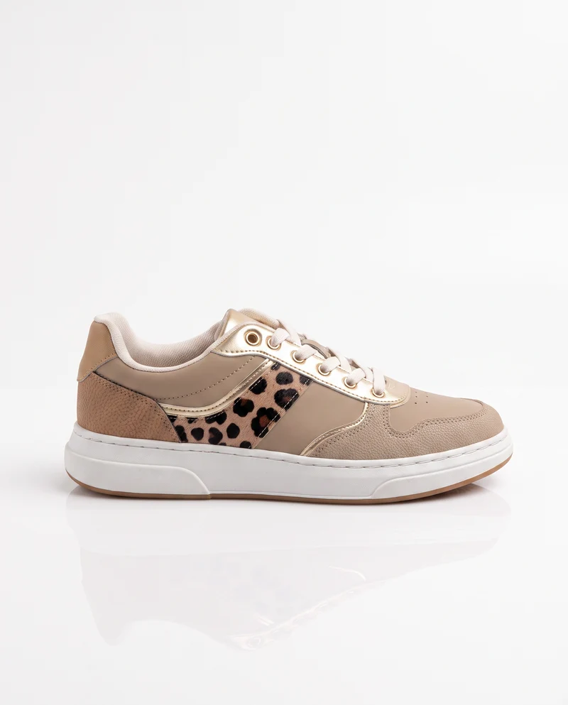 Sneakers beige con riporto maculato - Beige