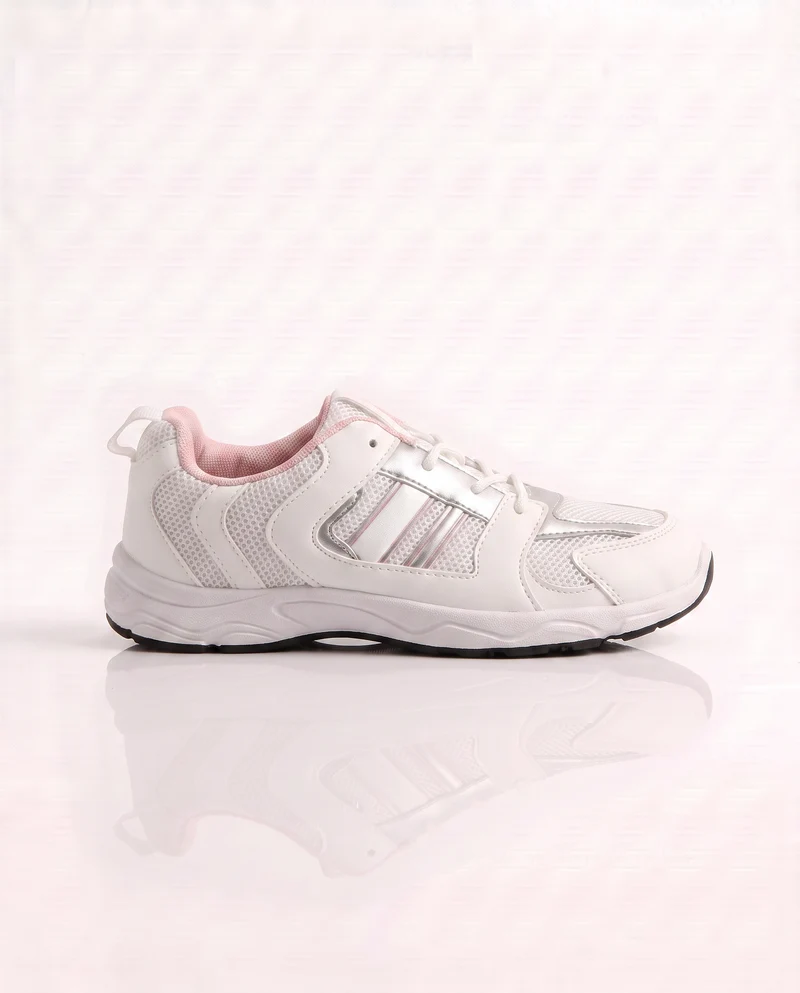 Sneakers bianche con inserti argentati - Bianco