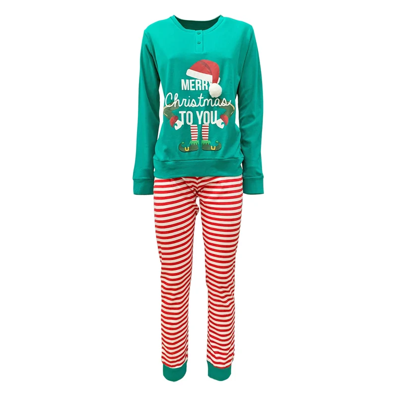 Pigiama natalizio donna lungo ragazza Elfo Natale caldo cotone Oronero 5780