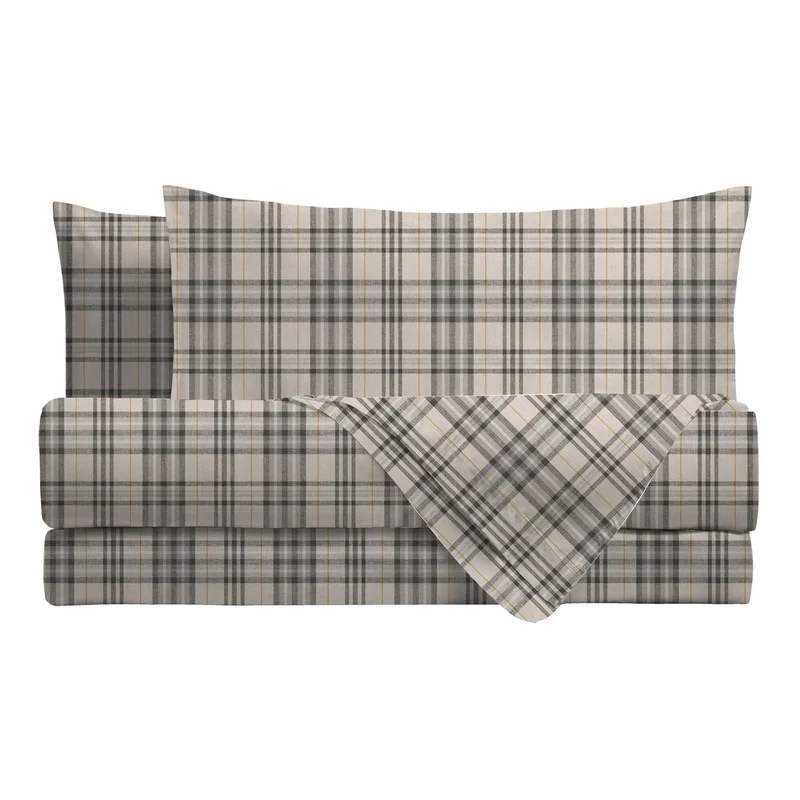 Completo Letto Singolo in Cotone con Stampa - Fantasia Himalayan Home Kody Grey