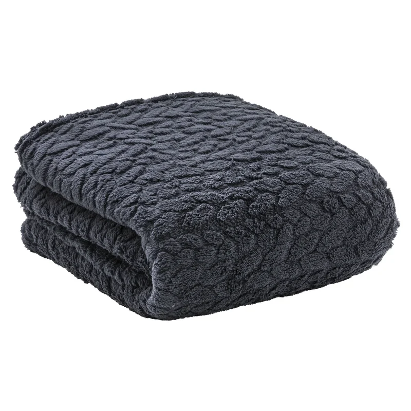 Coperta 150x200 cm Cognac Brandy Tinta Unita Grigio Scuro