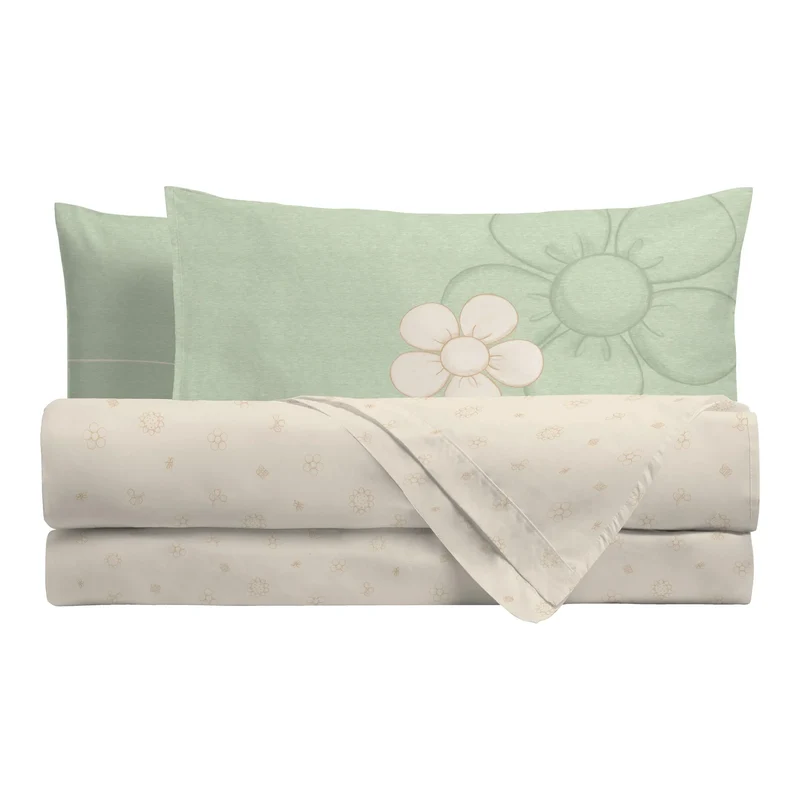 THUN® Completo Letto Singolo in Cotone Iconic Elegance Daisy Green