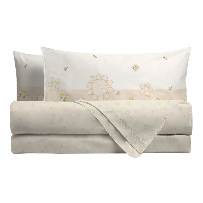 THUN® Completo Letto Singolo in Cotone Elegance Beige