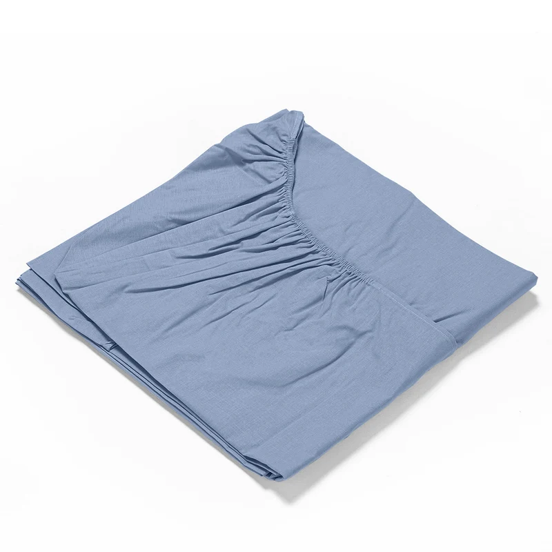 Lenzuolo Sotto Con Angoli Piazza e Mezza in Cotone Tinta Unita Light Blue