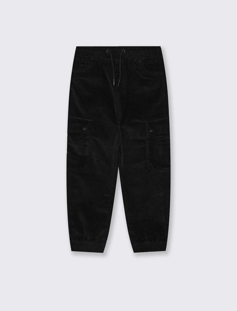 Jogger cargo in velluto a coste per l'inverno - Nero