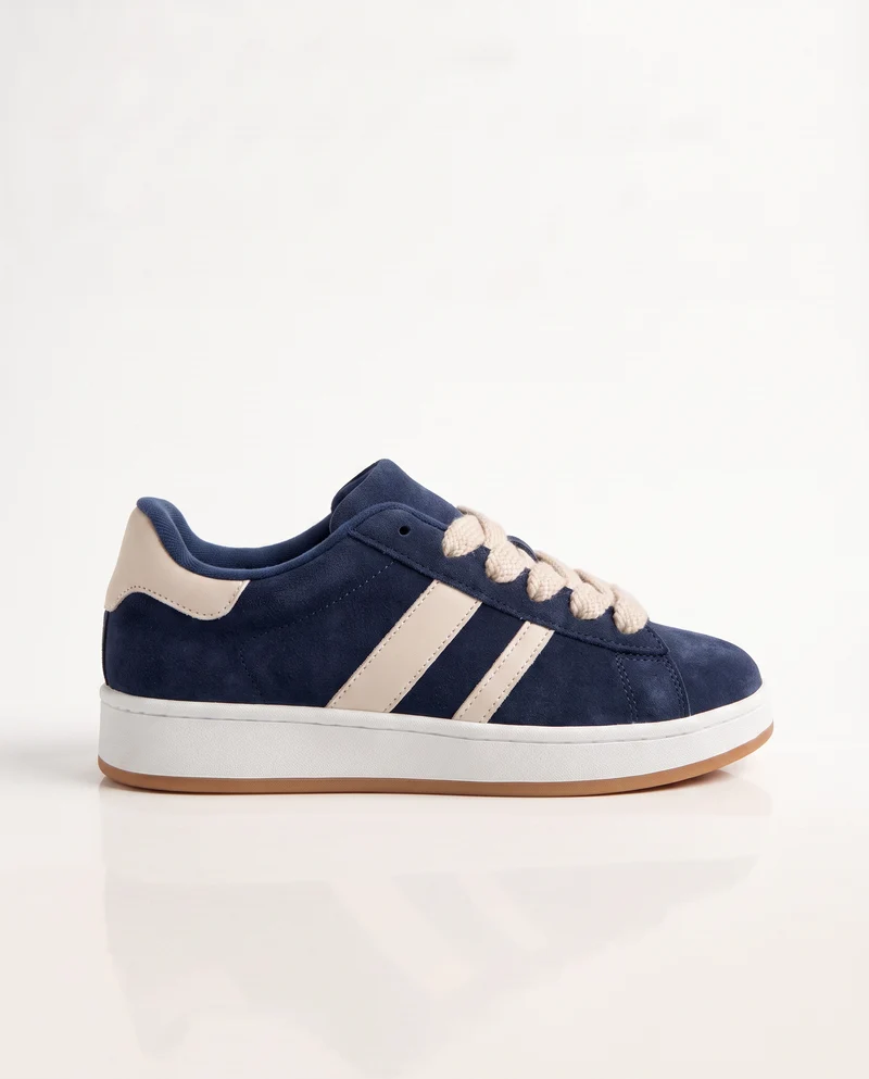 Sneakers da in poliuretano con lacci larghi - Blu
