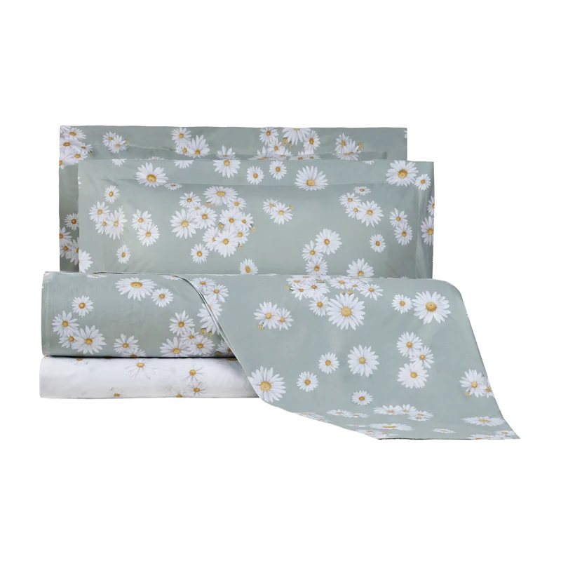 Completo Lenzuola white daisy Floreale in Percalle