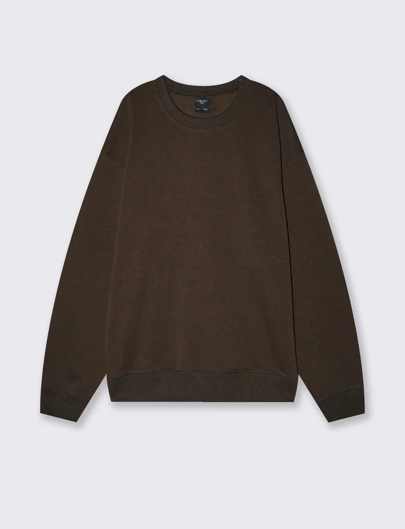 Felpa girocollo interlock relaxed fit - Moro