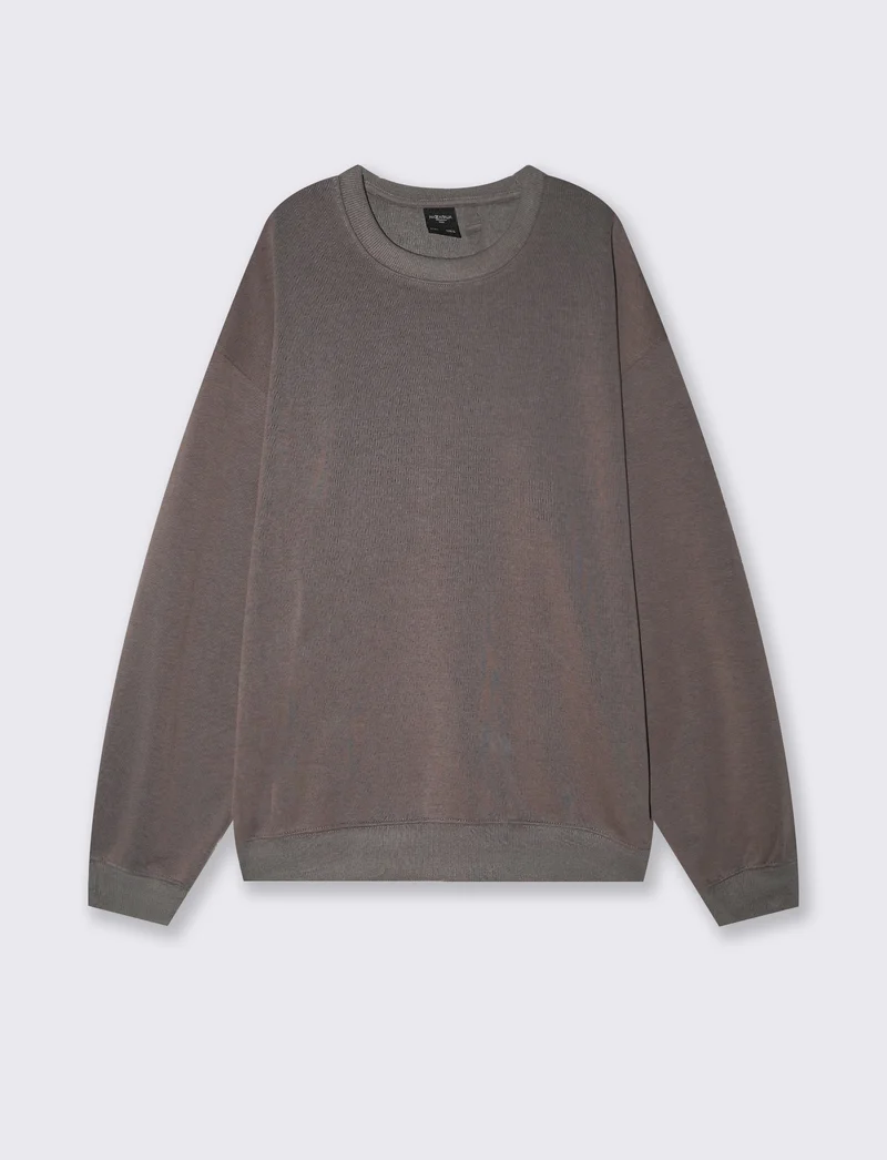 Felpa girocollo interlock relaxed fit - Grigio