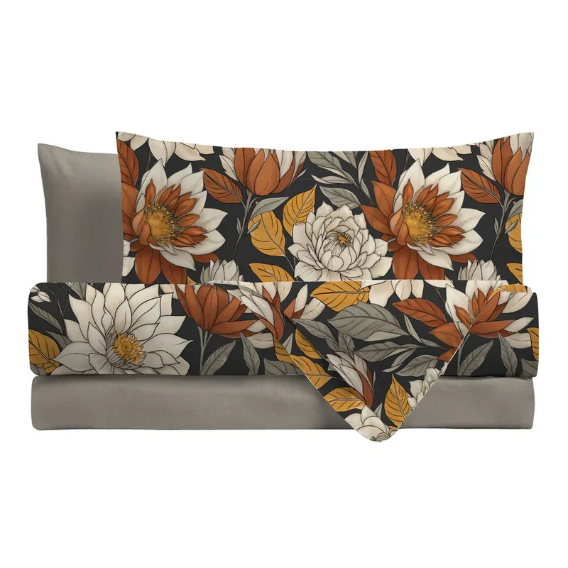 Completo Letto Singolo con Stampa - Fantasia Brandy Colette Grigio Scuro