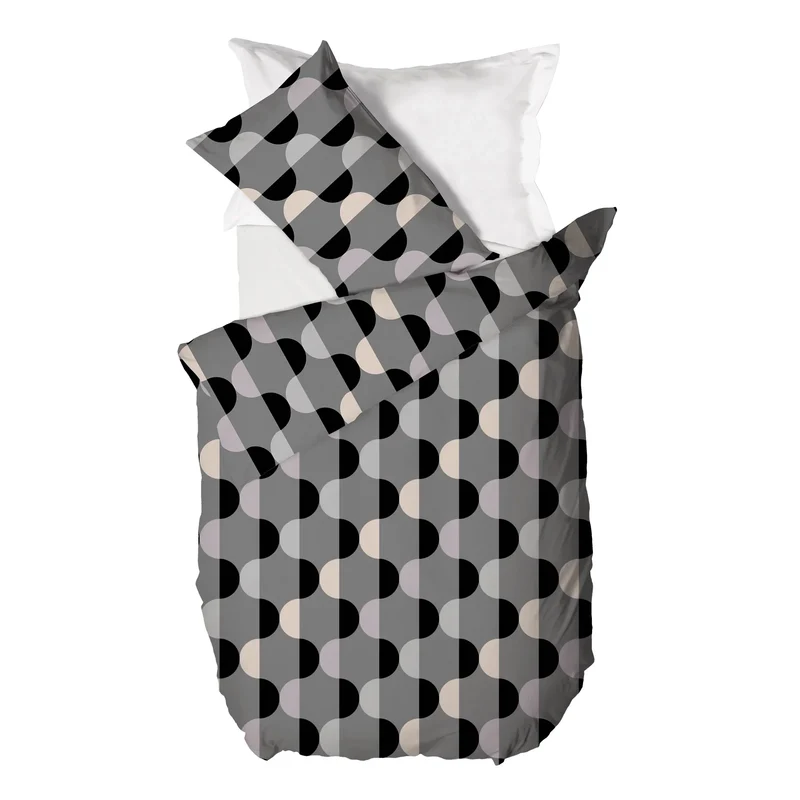 Parure Copripiumino Singolo in Cotone Contemporary - Fantasia Almrik Grigio