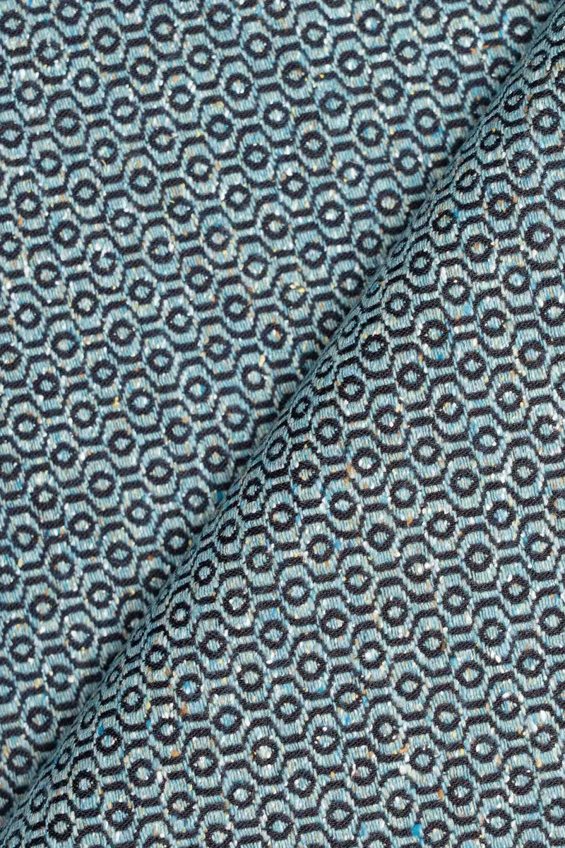 Jacquard stretch misto seta, lana e cotone fantasia geometrica