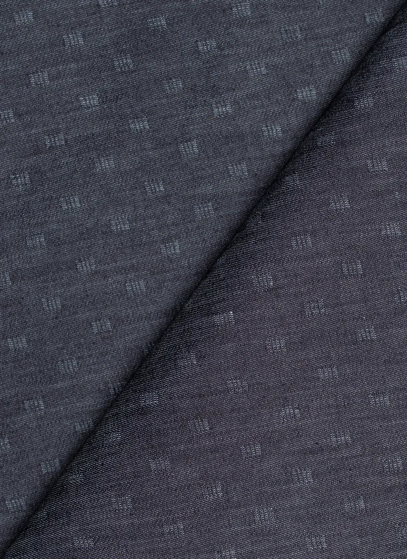 Denim stretch in cotone fantasia geometrica - 9 oz