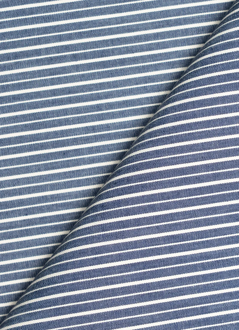 Denim stretch in cotone fantasia a righe - 6,8 oz