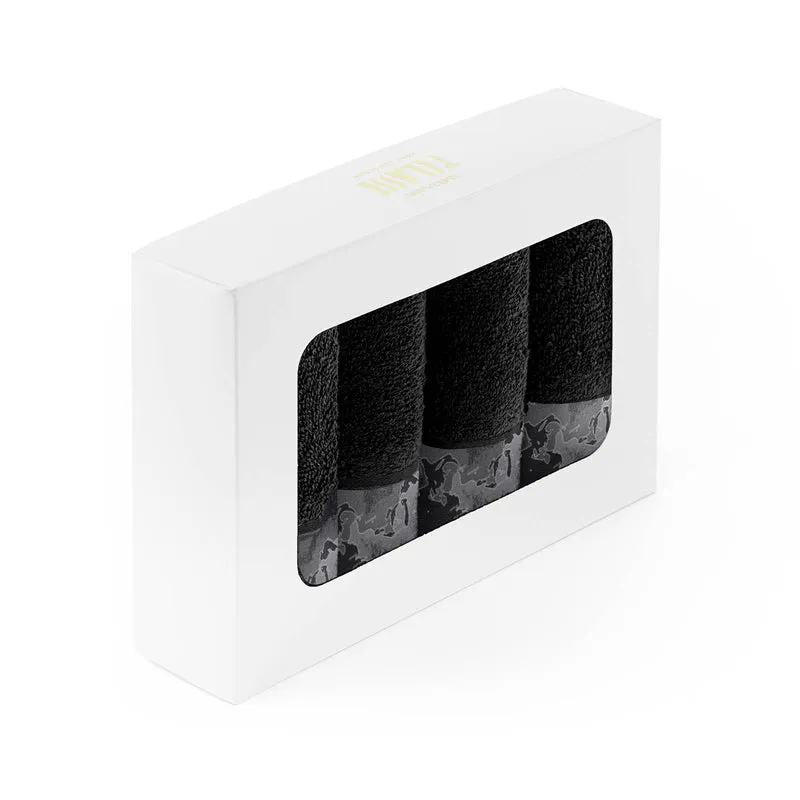 Coordinato asciugamani geo black in Cotone 480 gr/mq