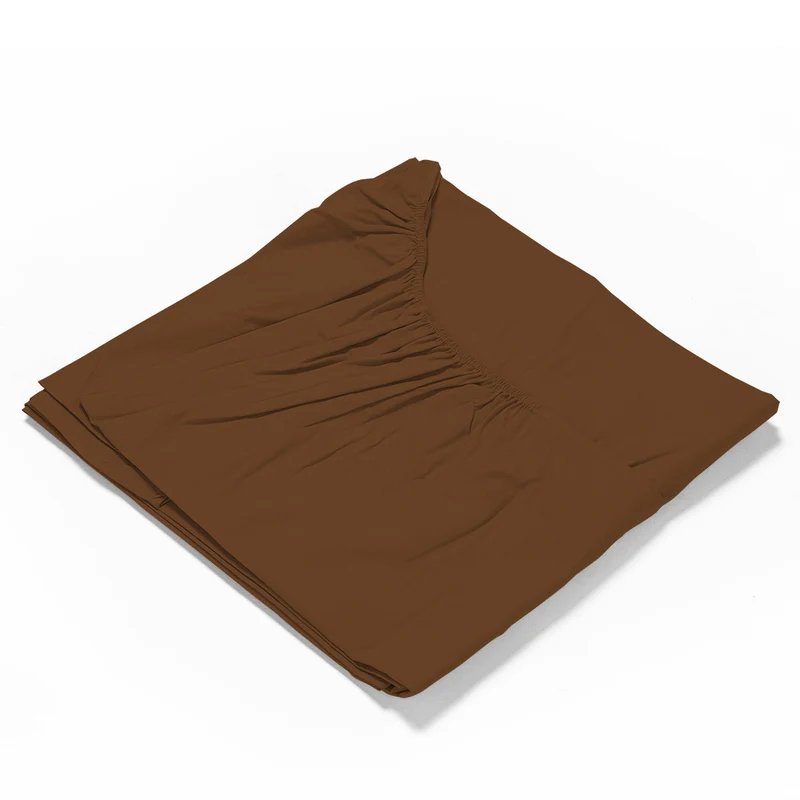 Lenzuolo Sotto con Angoli Singolo in Cotone Tinta Unita Brown