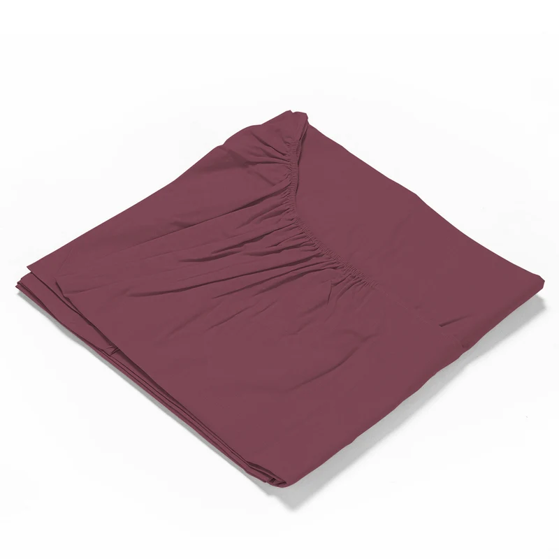 Lenzuolo Sotto con Angoli Piazza e Mezza in Cotone Tinta Unita Burgundy