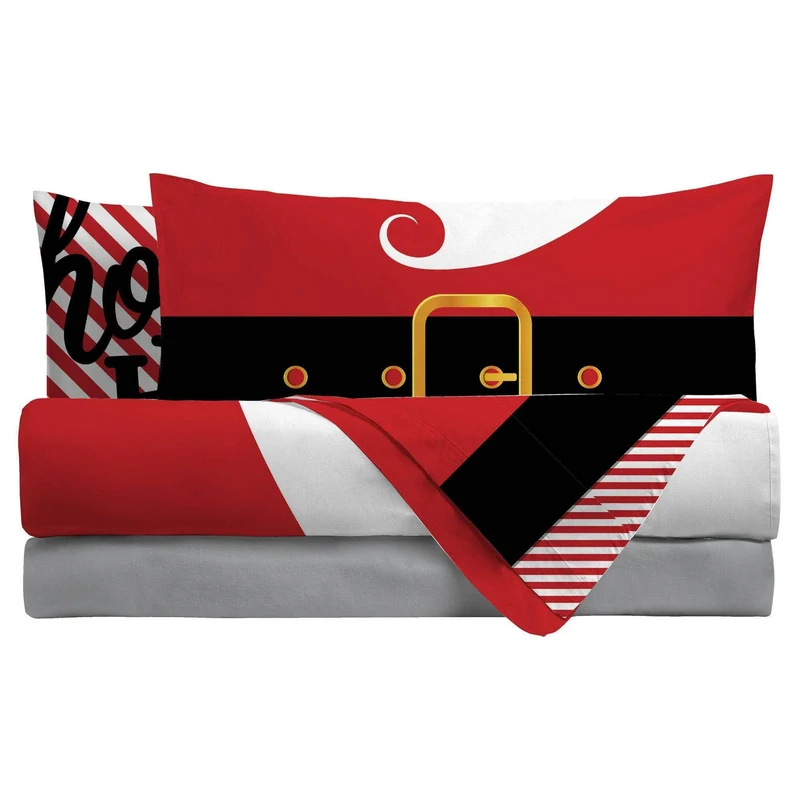 Completo Letto Digitale Piazza e Mezza Happy Santa Claus Rosso