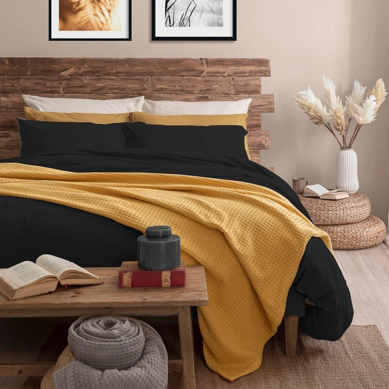 Completo Letto Singolo in Microfibra Softy Yarn - Tinta Unita Black