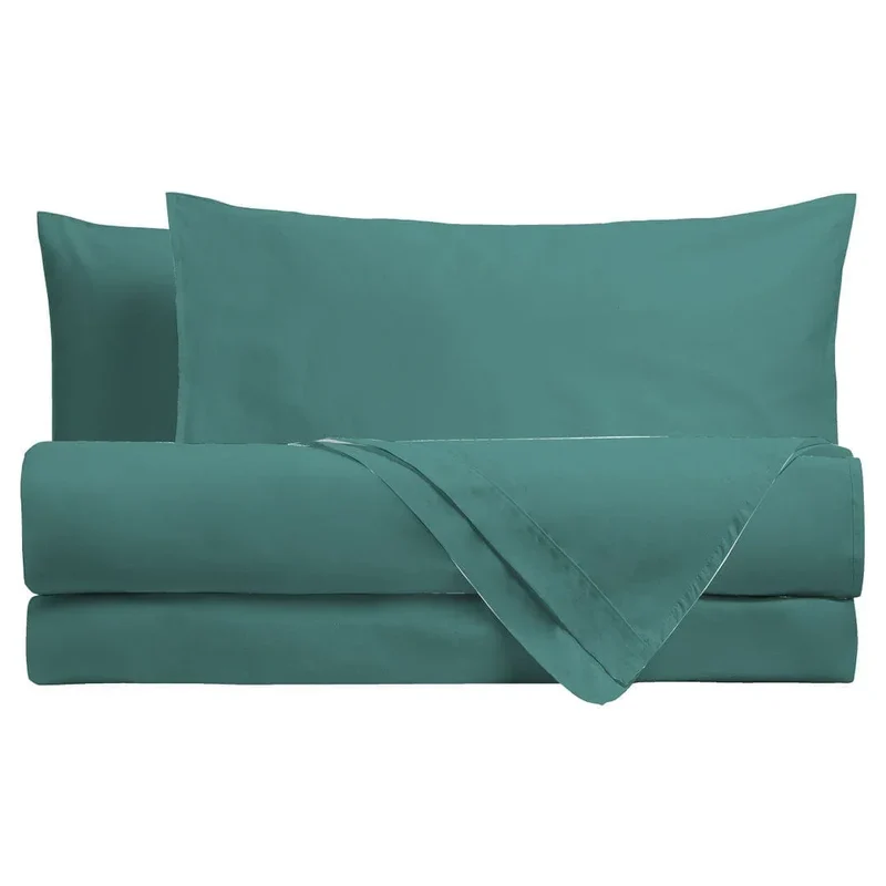 Completo Letto Singolo in Cotone - Tinta Unita Ottanio