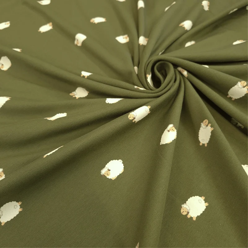 Jersey di Cotone H 150 cm - PECORELLE/VERDE