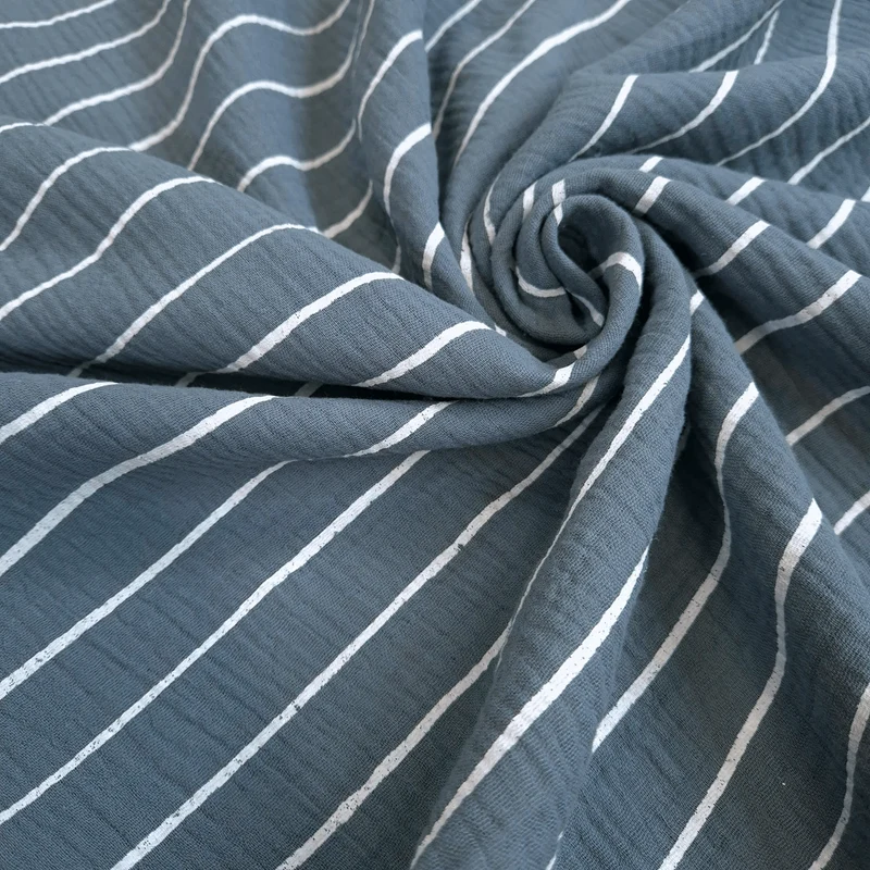 Mussola di Cotone Doppia Garza H 140 cm - STRISCE/POLVERE SCURO