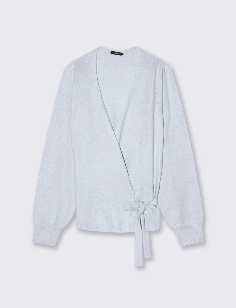 Cardigan aperto incrociato ballerina - Azzurro cielo