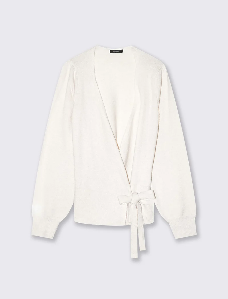 Cardigan aperto incrociato ballerina - Avorio