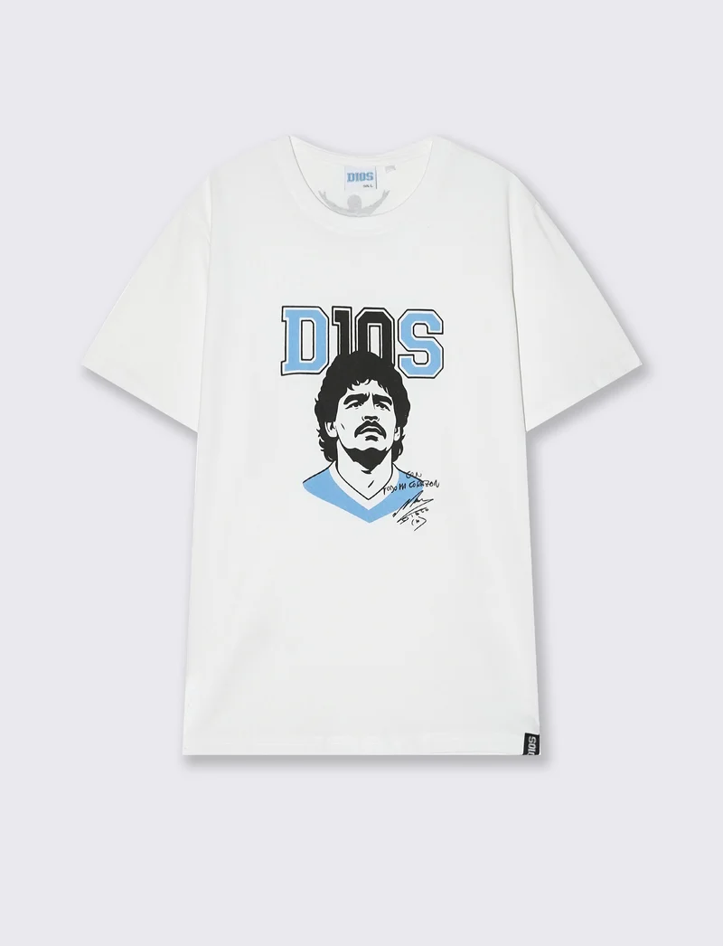 T-Shirt Jersey Premium D10S Stampa Frontale - Bianco