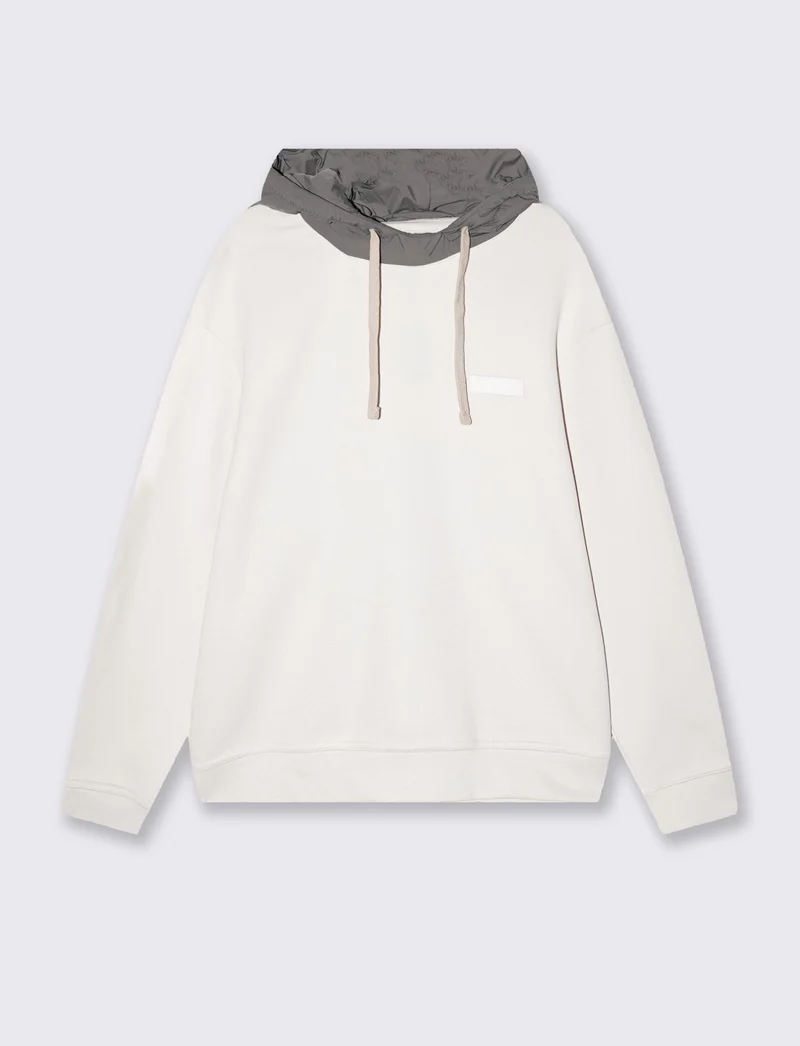 Felpa con cappuccio in nylon e cotone - Grigio ghiaccio