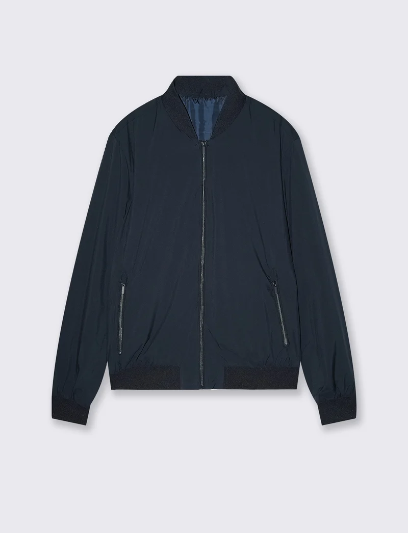 Bomber Basic in Tessuto Tecnico - Blu