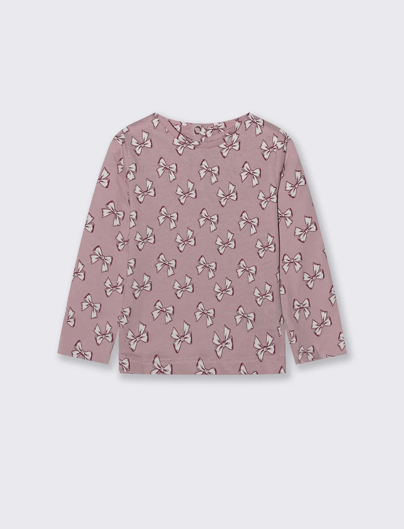 T-shirt con stampa all-over in cotone - Rosa polvere