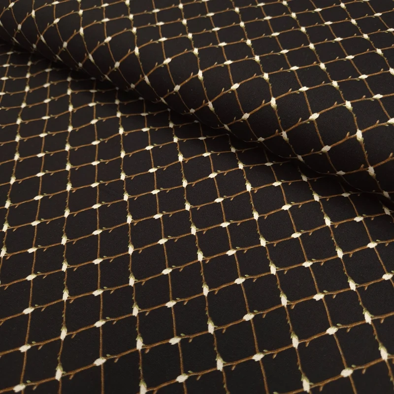 Cotone Americano H 110 cm - INTRECCIO DI BOCCIOLI/NERO