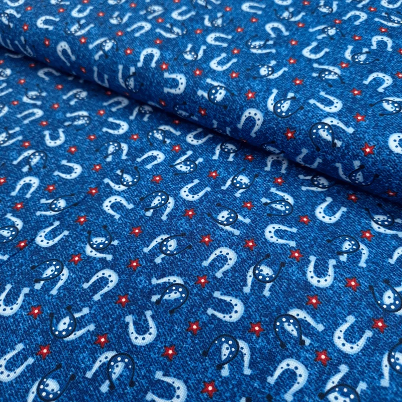 Cotone Americano H 110 cm - FERRO DI CAVALLO/BLU