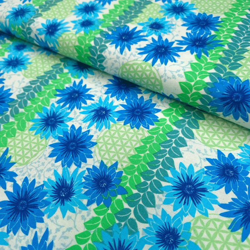 Cotone Americano H 110 cm - FIORITURA BLU