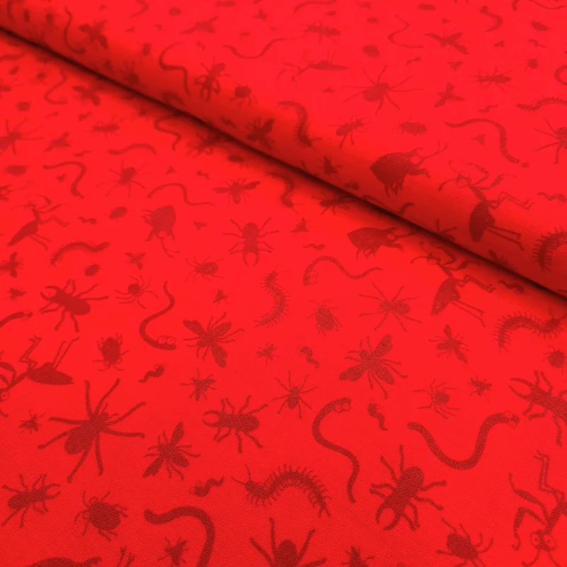 Cotone Americano H 110 cm - INSETTI/ROSSO