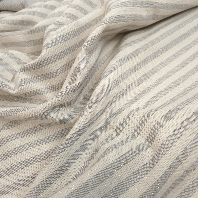 Cotone Fondo Grezzo H 280 cm - RIGHE E TINTA UNITA GRIGIO LUREX
