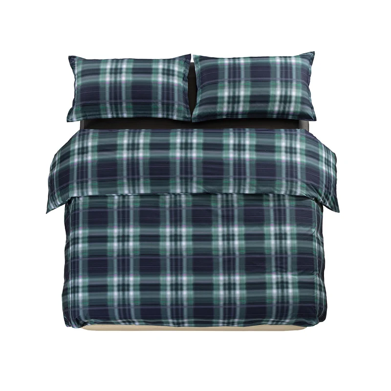 Copripiumino con federe hazy tartan in Percalle